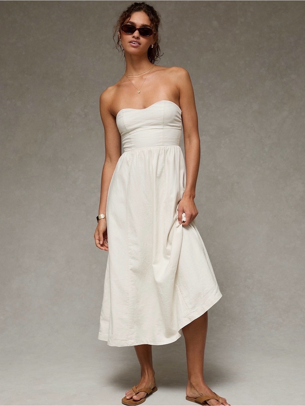 American Eagle Outfitters Strapless Corset Midi Dress